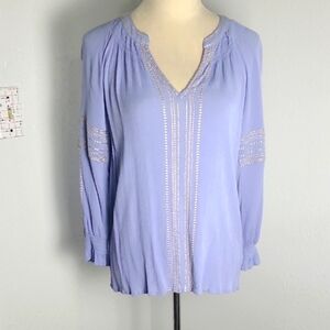 Cato Light Blue Top with Gold Accents, Size Large